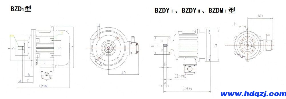 BZDⅠ、BZDYⅠ、BZDYⅡ、BZDMⅠ隔爆型錐形轉(zhuǎn)子三相異步電動機外形尺寸圖.jpg